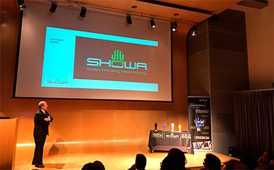 Reysan attends the presentation of the new models of Showa gloves