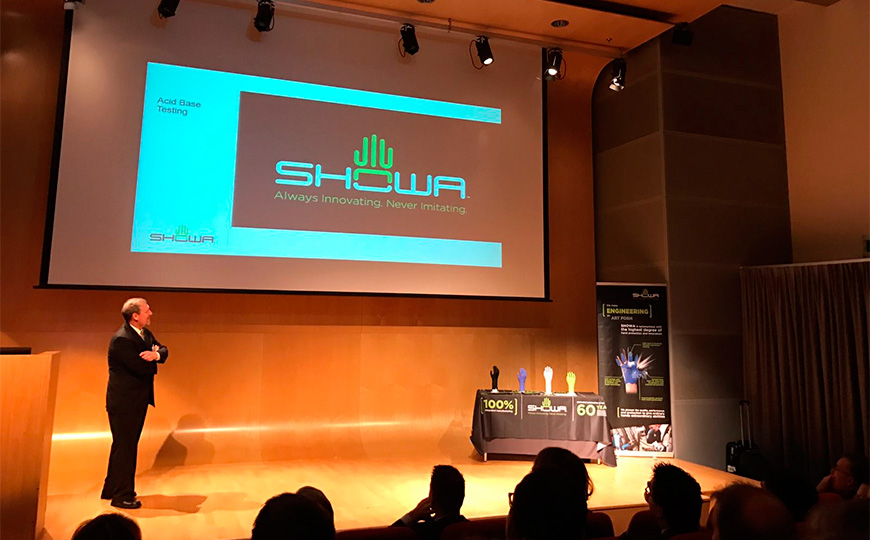 Reysan attends the presentation of the new models of Showa gloves