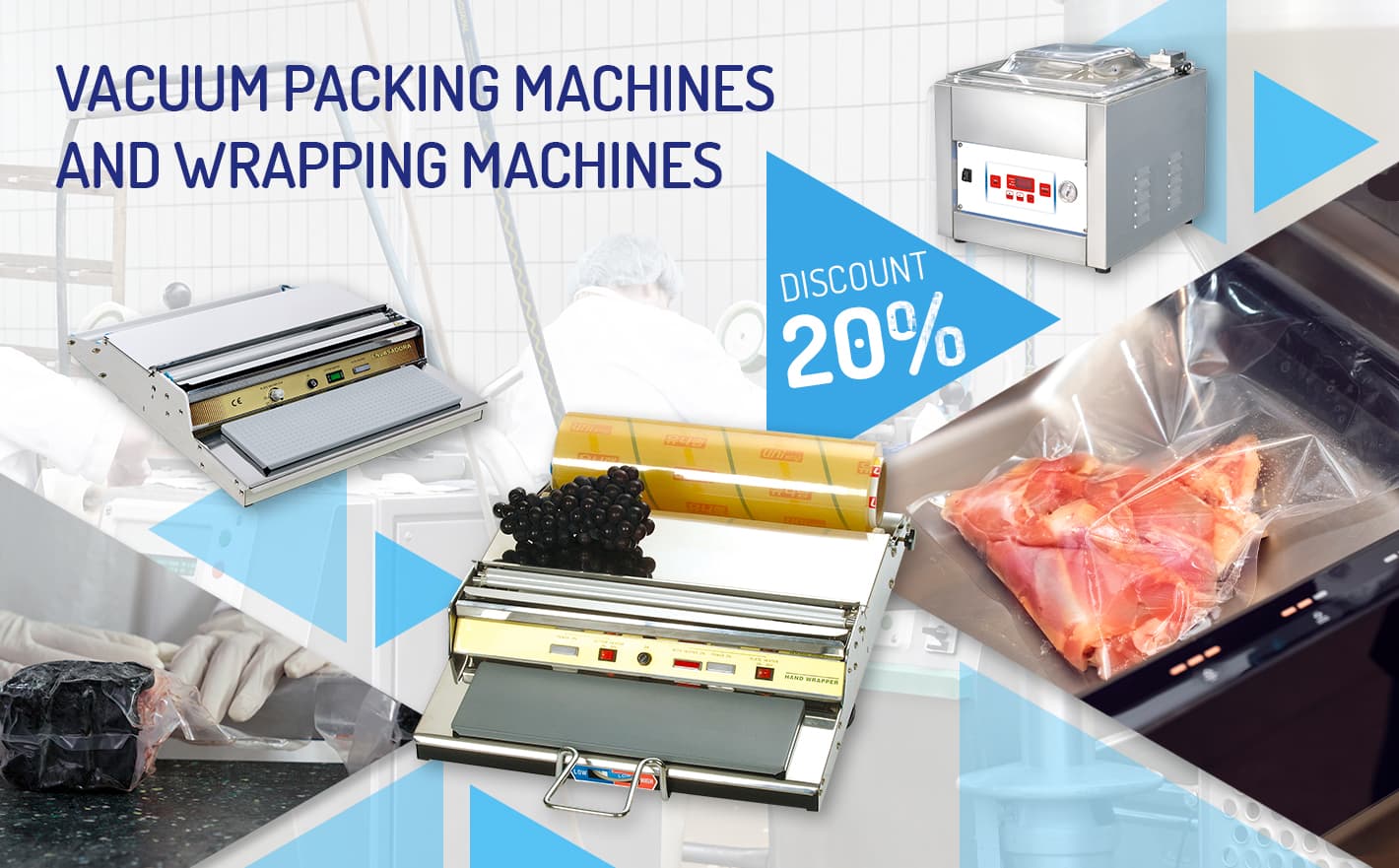 Professional vacuum packing and wrapping machines. The most efficient way to preserve food