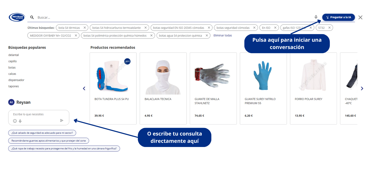 Our AI assistant for finding PPE, safety footwear, workwear and disposable clothing in a matter of seconds.