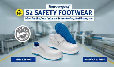 Surey Footwear launches its new S2 - ESD safety footwear range for the food industry, cleaning, laboratories, healthcare, and more