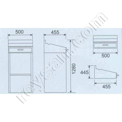 STAINLESS STEEL DESK WITH FOOT 500X455