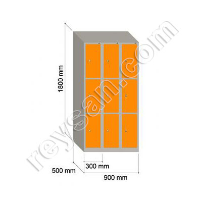 LOCKER 3 DOORS PAINTED STEEL
