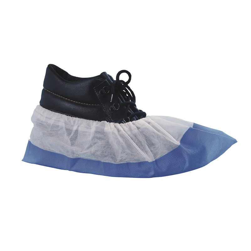 Premium White and Blue PP/CPE Non-Slip Shoe Cover