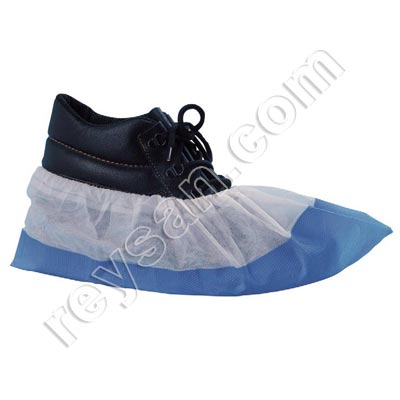 Premium White and Blue PP/CPE Non-Slip Shoe Cover