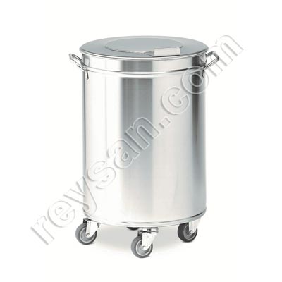 STAINLESS STEEL BUCKET WITH WHEELS AND LID