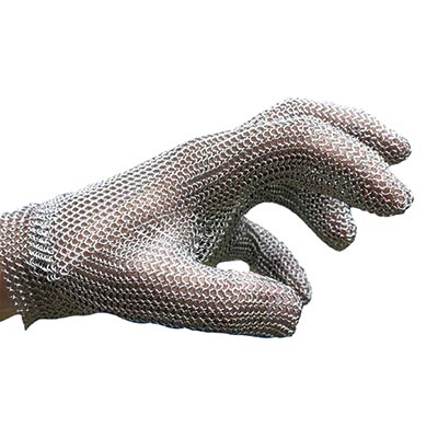 Cut-resistant mesh glove for food use