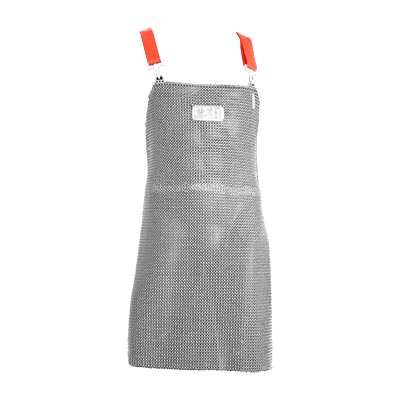 Detectable stainless steel mesh apron for the food industry