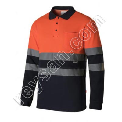 LONG-SLEEVED BICOLOUR COTTON POLO