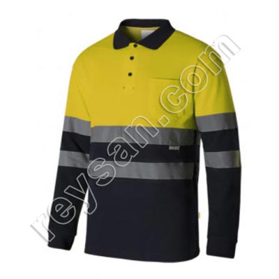LONG-SLEEVED BICOLOUR COTTON POLO