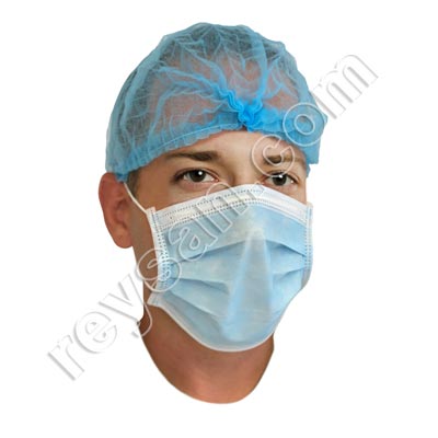 3-LAYER MASK WITH BLUE RUBBER BAND