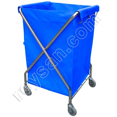 METALLIC LAUNDRY TROLLEY BLUE BAG