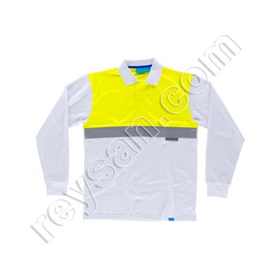 HIGH VISIBILITY WHITE-YELLOW POLO SHIRT