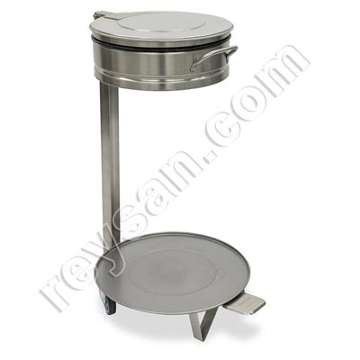 STAINLESS STEEL BAG HOLDER WITH LID AND WHEELS